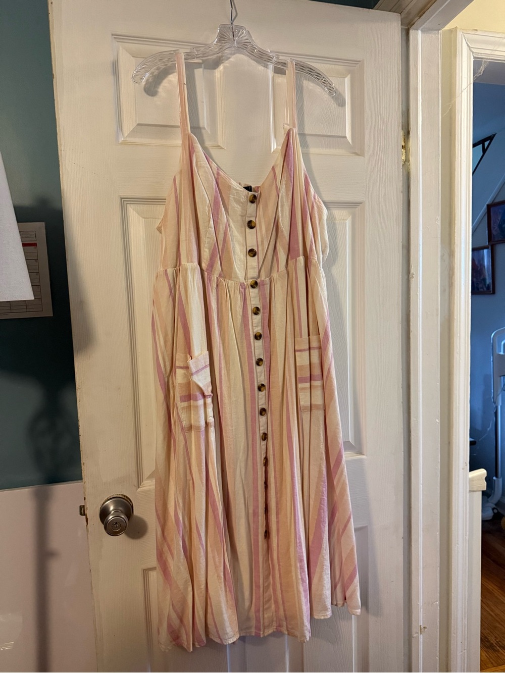 torrid Cream and Pink Striped Button-Front Sundress